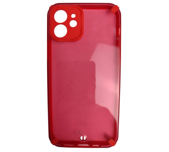                                     Чехол противоударный iPhone 12 (6.1) с блестками красный#2133074