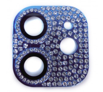                             Защитное стекло на камеру iPhone 11/12 Mini со стразами синее*#1752895