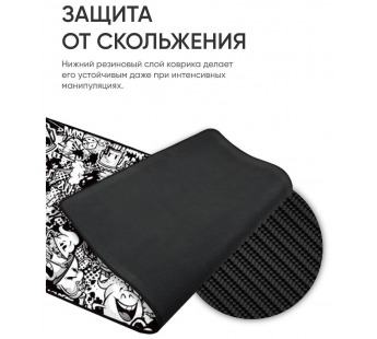 Коврик для мышки Vixion MP26 350x250x3 мм Граффити (черно/белый) #1842089