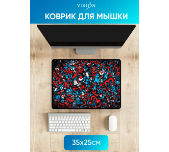 Коврик для мышки Vixion MP28 350x250x3 мм Граффити (красный) #1842099