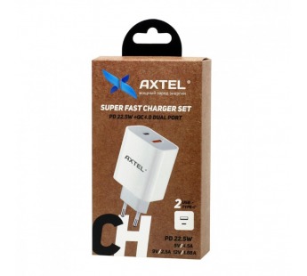 СЗУ с выходом USB AXTEL (QC4.0+PD22,5W/1USB/1Type-C PD) белое#1994732