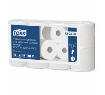 Туалетная бумага 2сл (8 рул) TORK 23м 184л в рулоне Premium T4  белая целлюлоза 1/12уп#1764490
