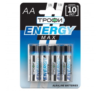 Батарейка AA Трофи LR6 ENERGY MAX  Alkaline (4-BL) (40/640) (211757)#1766197