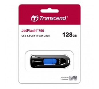 Флеш Диск Transcend 128Gb Jetflash 790 TS128GJF790K USB3.0 черный/синий [20.09], шт#1770143