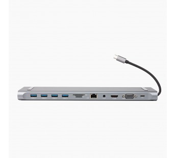 Хаб USB Type-C - BYL-2003 (HDMI, VGA, USB-C, USBx4, SD/TF CardReader, Ethernet, Jack 3,5 мм,(127306)#1943265