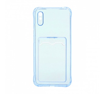 Чехол с кармашком для Xiaomi Redmi 9A прозрачный (003) голубой#1771139