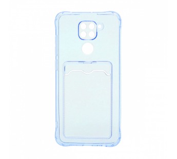 Чехол с кармашком для Xiaomi Redmi Note 9 прозрачный (003) голубой#1771048
