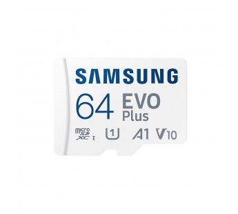 Карта флэш-памяти MicroSD 64 Гб Samsung +SD адаптер (class 10) UHS-1 U3+ Evo Plus (до130 MB/(211976)#1779644