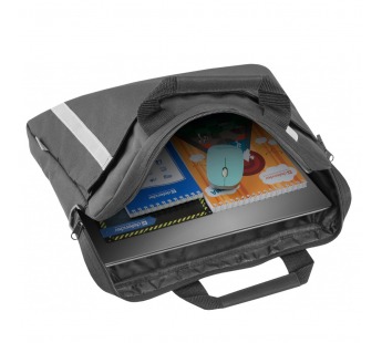 Сумка DEFENDER для ноутбука Shiny 15-16", чёрная. Усиленная защита отделения для ноутбука#2094705