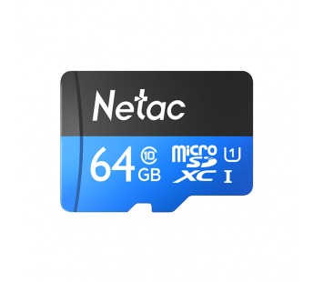 Карта памяти MicroSD 64GB Netac P500 Standard Class 10 UHS-I (90 Mb/s) без адаптера#1786162