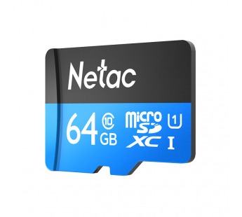 Карта памяти MicroSD 64GB Netac P500 Standard Class 10 UHS-I (90 Mb/s) без адаптера#1786165