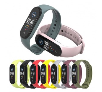 Силиконовый ремешок для Xiaomi Mi Band 7, 6, 5 однотонный (бледно-розовый)#1781479