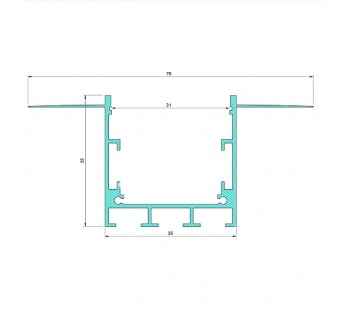Профиль, встраиваемый, под штукатурку, световая линия 30 мм, L=3 м, (75x35), м#2002706
