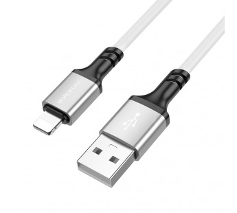 USB кабель шт.USB (A) - шт.Lightning 1,0м, 2,4A силиконовый, белый BX83 "Borofone"#1778366
