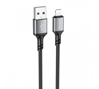 USB кабель шт.USB (A) - шт.Lightning 1,0м, 2,4A силиконовый, черный BX83 "Borofone"#1778369