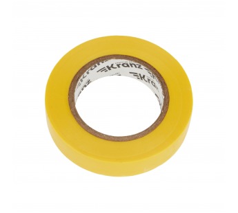 Изолента ПВХ 0,13х15 мм, 20 м, желтая "KRANZ"#1778148