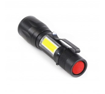 Фонарь SMARTBUY SBF-104 алюминиевый ручной 3Вт LED+ 3 Вт COB (боковая подсветка), клипса, 1хAA, карманный, черный (1/360)#1778692