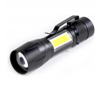 Фонарь SMARTBUY SBF-104 алюминиевый ручной 3Вт LED+ 3 Вт COB (боковая подсветка), клипса, 1хAA, карманный, черный (1/360)#1778690