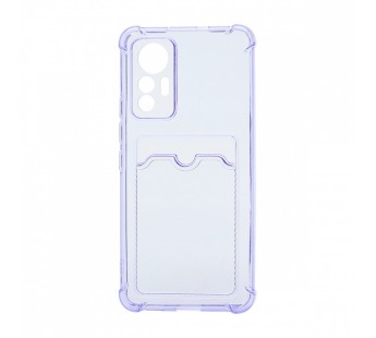 Чехол с кармашком противоударный для Xiaomi 12 Lite прозрачный (008) сиреневый#2072548