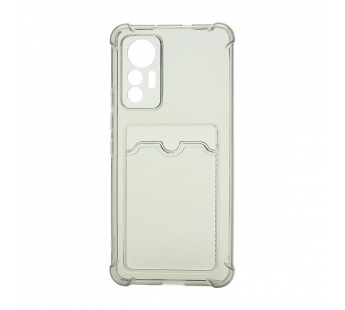 Чехол с кармашком противоударный для Xiaomi 12 Lite прозрачный (009) черный#2072549