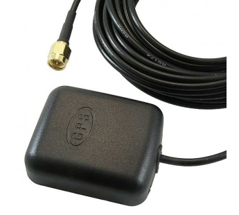 Антенна GPS внешняя, 28db RG174 3m SMA-P, чёрная#2071439