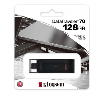 Флеш-накопитель USB 3.0 128GB Kingston DataTraveler 70 (Type C) чёрный#1786160