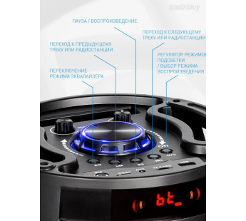                         Портативная колонка Smartbuy BOOM MK III (Bluetooth/микрофон/FM/30Вт) черная#1784316
