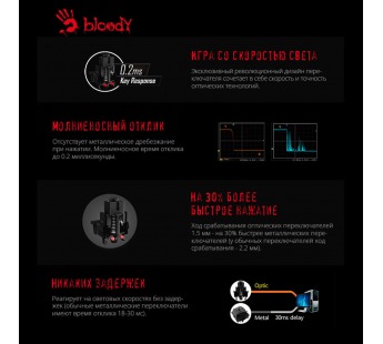 Клавиатура A4Tech Bloody B188 черный USB Multimedia for gamer LED [25.10], шт#1786059