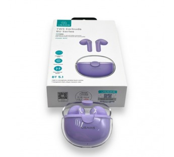 Беспроводные наушники Bluetooth Usams BU12 (TWS/вкладыши/BT5.1/Hi-Fi) Фиолетовые#1884691