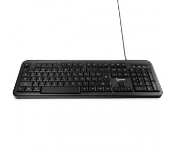 Клавиатура "Gembird" KB-200L, USB, 104 клавиши, доп. функции, синяя подсветка, кабель 1,45м, чёрный#1788248
