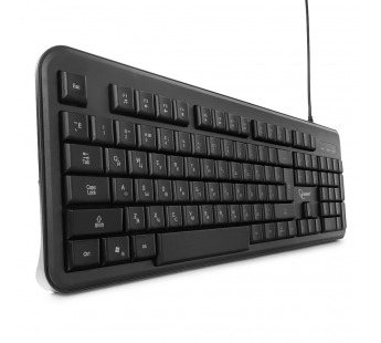 Клавиатура "Gembird" KB-200L, USB, 104 клавиши, доп. функции, синяя подсветка, кабель 1,45м, чёрный#1788250