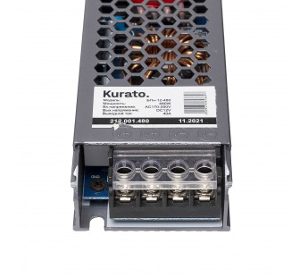 Блок питания Kurato БПу-12-480 12В, 480Вт, IP20, 1 вых, узкий, перф., шт#1790250