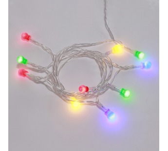Гирлянда светодиодная Шарики 1,5 м, 10 LED, прозрачный ПВХ, цвет свечения мультиколор, 2 х АА (батар#1797328
