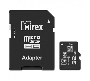Карта памяти MicroSDHC 32GB Class 10 Mirex UHS-I + SD адаптер#1791828