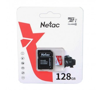 Карта памяти MicroSD 128GB Netac P500 Eco Class 10 UHS-I + SD адаптер#1804674