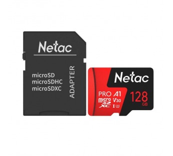 Карта памяти MicroSD 128GB Netac P500 Extreme Pro Class 10 UHS-I A1 V30 (100 Mb/s) + SD адаптер#1804675