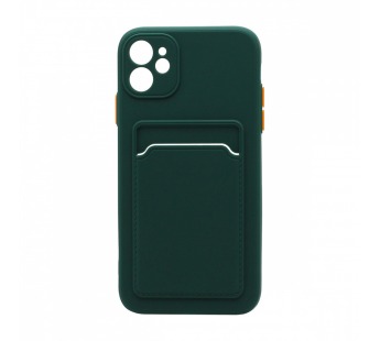 Чехол-накладка с кармашком и цветными кнопками для Apple iPhone 11/6.1 (002) темно зеленый#1799808