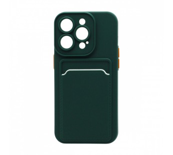 Чехол с кармашком и цветными кнопками для Apple iPhone 14 Pro/6.1 (002) темно зеленый#1800297