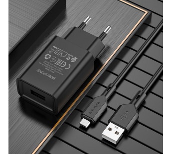                         Сетевое ЗУ Borofone BA68A + кабель Micro USB (1USB/2.1A) черный#1796581