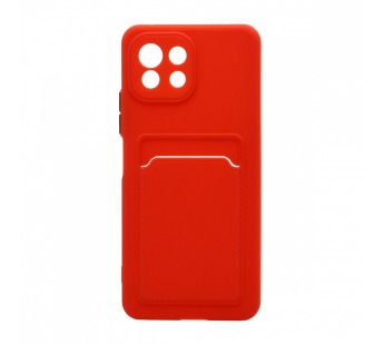                                 Чехол силиконовый Xiaomi Mi 11 Lite с визитницей и цветными кнопками (010) красный #1797785