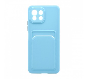                                 Чехол силиконовый Xiaomi Mi 11 Lite с визитницей и цветными кнопками (007) голубой #1797781