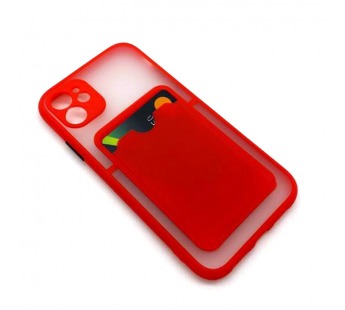 Чехол-накладка с картхолдером для Apple iPhone 11 ( Красный)#1799623