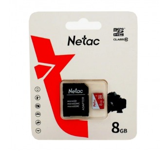 Карта памяти MicroSD 8GB Netac P500 Eco Class 10 + SD адаптер#1804677