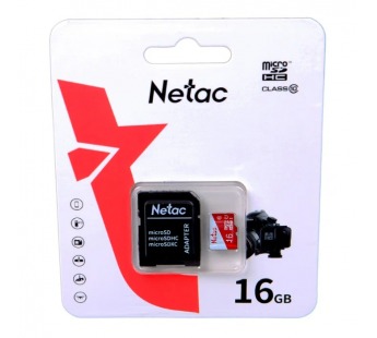 Карта памяти MicroSD 16GB Netac P500 Eco Class 10 + SD адаптер#1804688