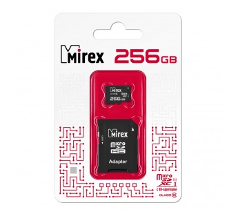 Карта памяти MicroSDXC 256GB Mirex (UHS-I, U3, class10) с адаптером SD#1802538
