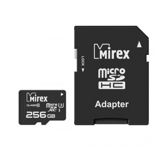 Карта памяти MicroSDXC 256GB Mirex (UHS-I, U3, class10) с адаптером SD#1802539