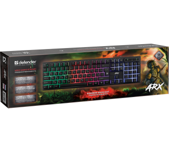 Клавиатура Defender Arx GK-196L RU,проводная игровая, радужная подсветка (1/10)#2048803