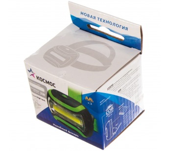 Фонарь КОСМОС светодиодный H3WCOBLED налобный , 3W COB, широкий угол освещения, 3 режима работы, 180#1803228