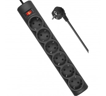 Сетевой фильтр DEFENDER DFS155, 6 розеток, ПВС 3*1,0 мм2, мощность 2200 Вт, ток 10А, чёрный, 5 м (1/#1803264