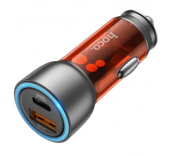 Адаптер автомобильный Hoco NZ8 43W (PD25W+USB18W),  цвет коричневый#1990145